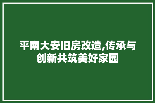 平南大安旧房改造,传承与创新共筑美好家园