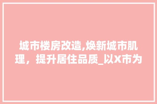 城市楼房改造,焕新城市肌理，提升居住品质_以X市为例
