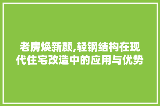 老房焕新颜,轻钢结构在现代住宅改造中的应用与优势