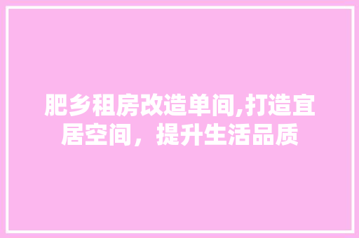 肥乡租房改造单间,打造宜居空间，提升生活品质