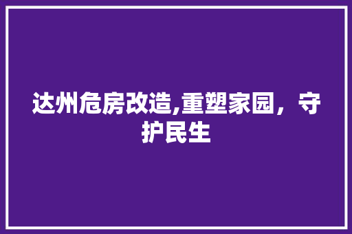 达州危房改造,重塑家园，守护民生