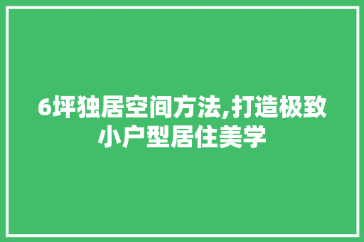 6坪独居空间方法,打造极致小户型居住美学