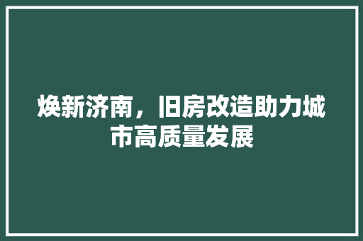 焕新济南，旧房改造助力城市高质量发展