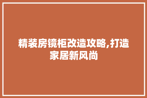 精装房镜柜改造攻略,打造家居新风尚