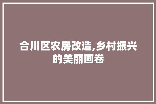 合川区农房改造,乡村振兴的美丽画卷