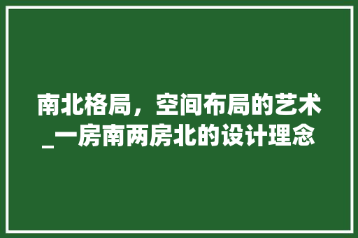 南北格局，空间布局的艺术_一房南两房北的设计理念探析