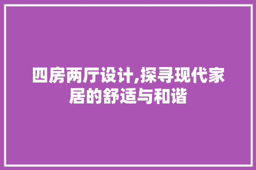 四房两厅设计,探寻现代家居的舒适与和谐