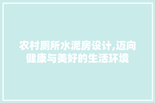 农村厕所水泥房设计,迈向健康与美好的生活环境