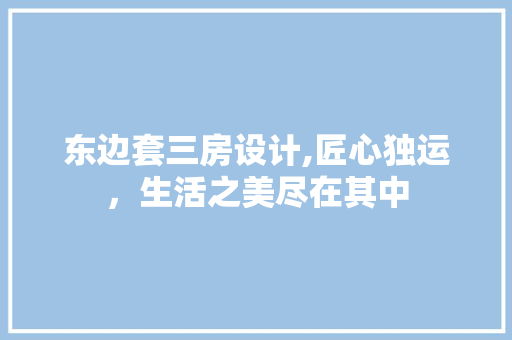 东边套三房设计,匠心独运，生活之美尽在其中