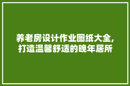 养老房设计作业图纸大全,打造温馨舒适的晚年居所