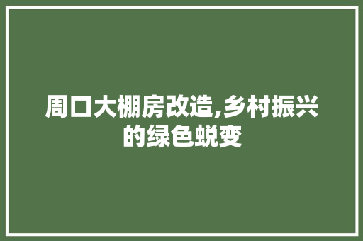 周口大棚房改造,乡村振兴的绿色蜕变