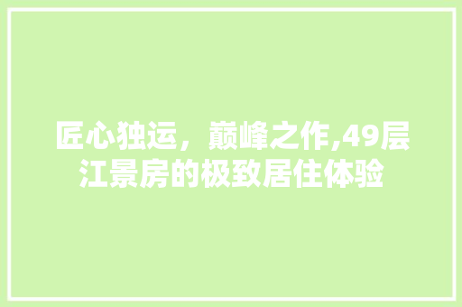 匠心独运，巅峰之作,49层江景房的极致居住体验