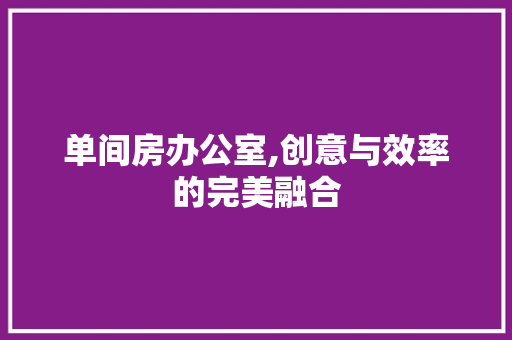 单间房办公室,创意与效率的完美融合