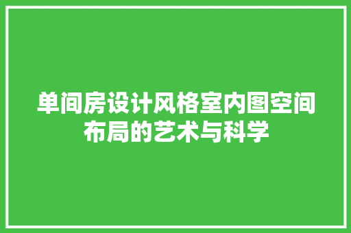 单间房设计风格室内图空间布局的艺术与科学