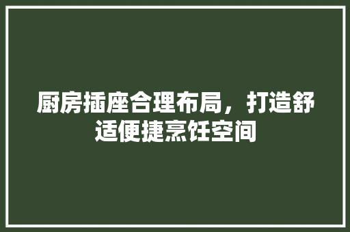 厨房插座合理布局，打造舒适便捷烹饪空间