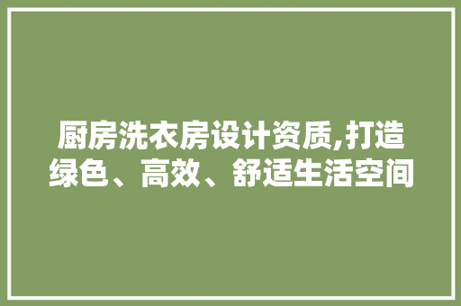 厨房洗衣房设计资质,打造绿色、高效、舒适生活空间