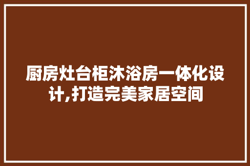 厨房灶台柜沐浴房一体化设计,打造完美家居空间