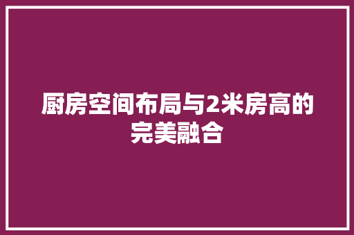 厨房空间布局与2米房高的完美融合