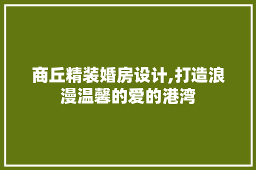 商丘精装婚房设计,打造浪漫温馨的爱的港湾