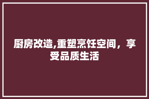 厨房改造,重塑烹饪空间，享受品质生活