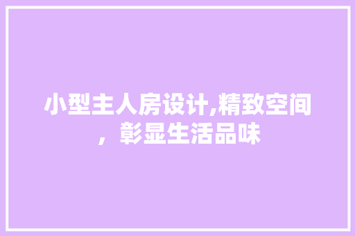 小型主人房设计,精致空间，彰显生活品味