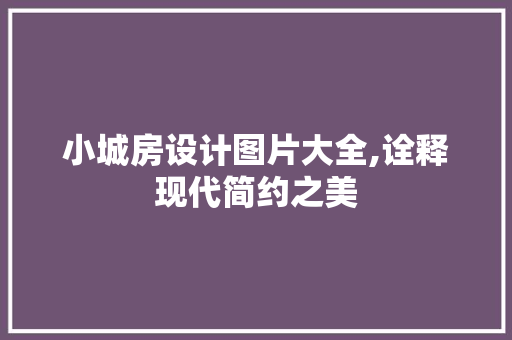 小城房设计图片大全,诠释现代简约之美