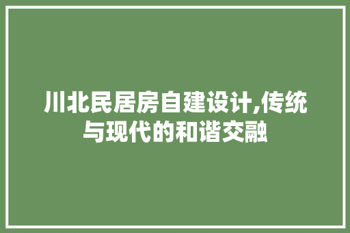 川北民居房自建设计,传统与现代的和谐交融