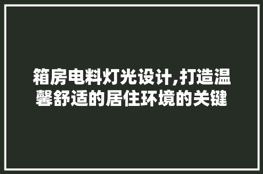 箱房电料灯光设计,打造温馨舒适的居住环境的关键