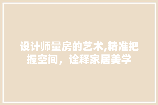 设计师量房的艺术,精准把握空间，诠释家居美学