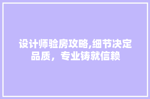 设计师验房攻略,细节决定品质，专业铸就信赖