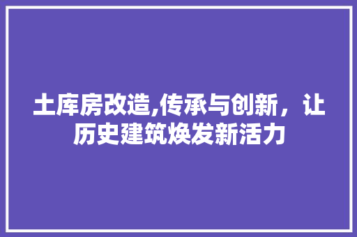 土库房改造,传承与创新，让历史建筑焕发新活力