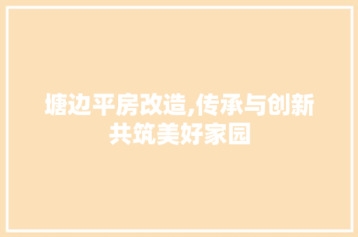 塘边平房改造,传承与创新共筑美好家园