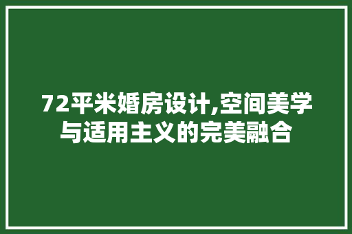 72平米婚房设计,空间美学与适用主义的完美融合