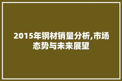 2015年钢材销量分析,市场态势与未来展望