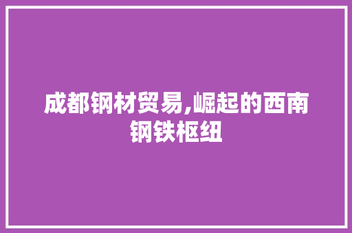 成都钢材贸易,崛起的西南钢铁枢纽