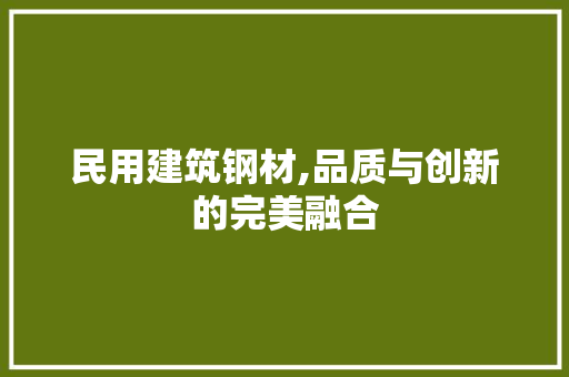 民用建筑钢材,品质与创新的完美融合