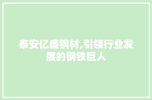 泰安亿盛钢材,引领行业发展的钢铁巨人