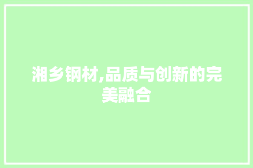 湘乡钢材,品质与创新的完美融合