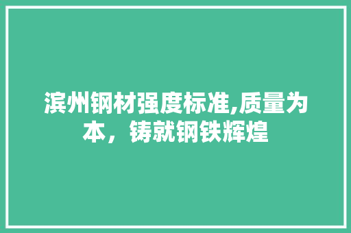 滨州钢材强度标准,质量为本，铸就钢铁辉煌