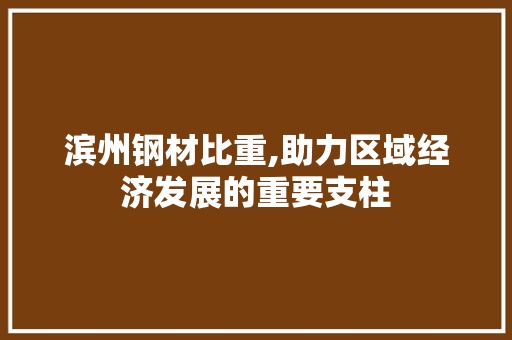 滨州钢材比重,助力区域经济发展的重要支柱