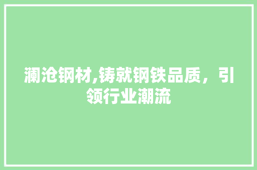 澜沧钢材,铸就钢铁品质，引领行业潮流