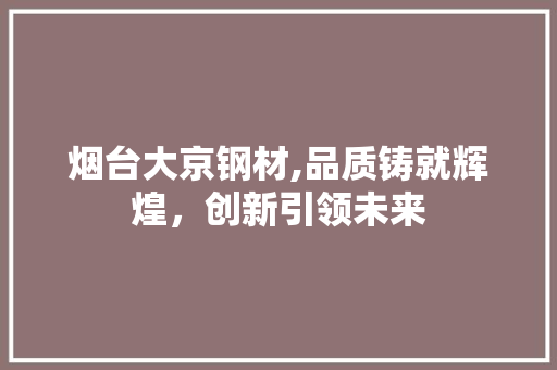 烟台大京钢材,品质铸就辉煌，创新引领未来