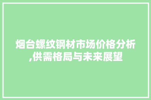烟台螺纹钢材市场价格分析,供需格局与未来展望