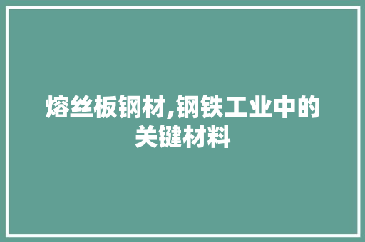 熔丝板钢材,钢铁工业中的关键材料
