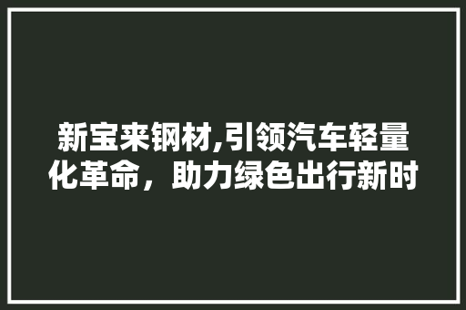 新宝来钢材,引领汽车轻量化革命，助力绿色出行新时代