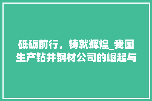 砥砺前行，铸就辉煌_我国生产钻井钢材公司的崛起与发展
