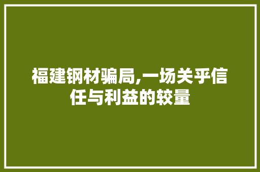 福建钢材骗局,一场关乎信任与利益的较量