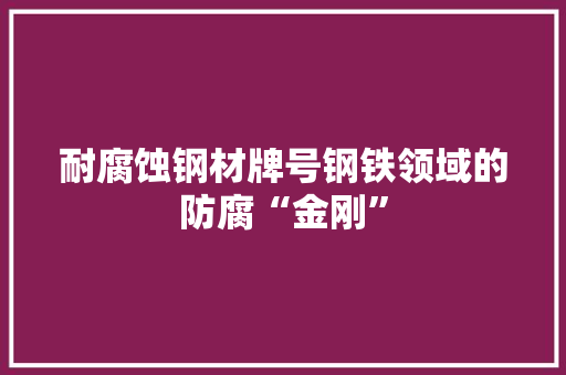 耐腐蚀钢材牌号钢铁领域的防腐“金刚”