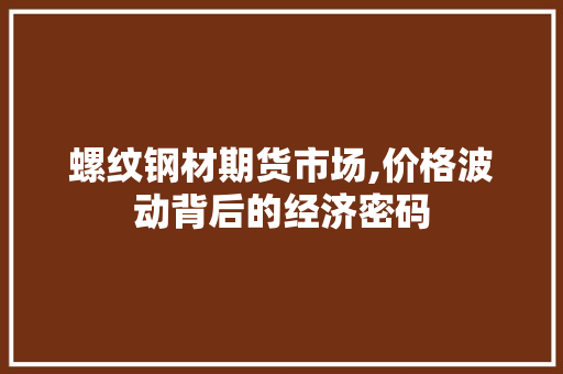 螺纹钢材期货市场,价格波动背后的经济密码