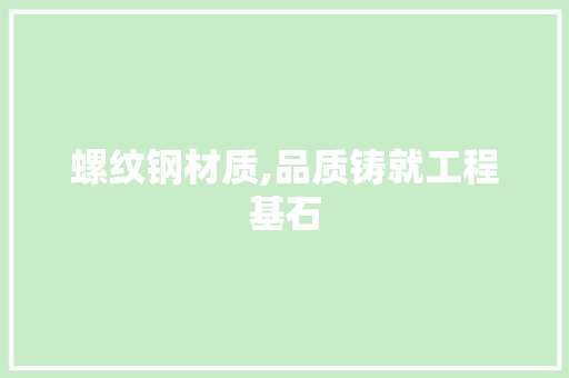 螺纹钢材质,品质铸就工程基石